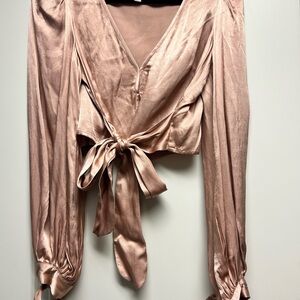 Alice McCall Pink Puff Sleeve Crop Top